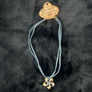 Earth Elements Blue Flower Pendant Necklace